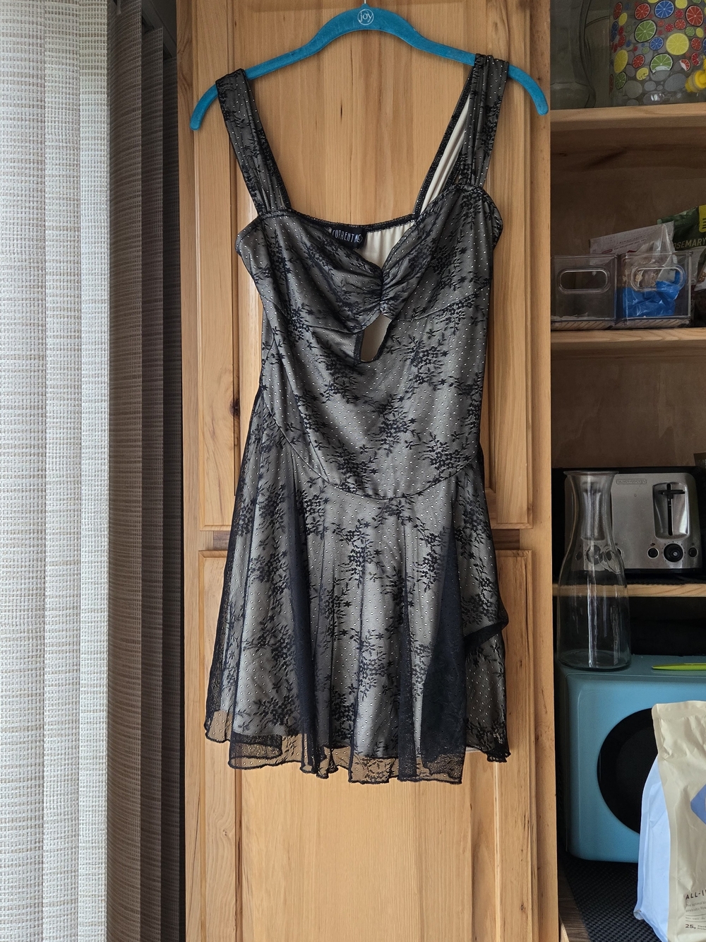 Current Mood Black Lace-Overlay Mini Dress